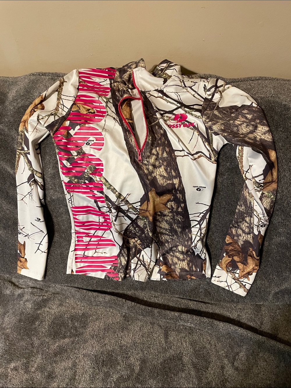 Mossy Oak Pink & White Camo Women's Quarter-Zip Utility Jacket